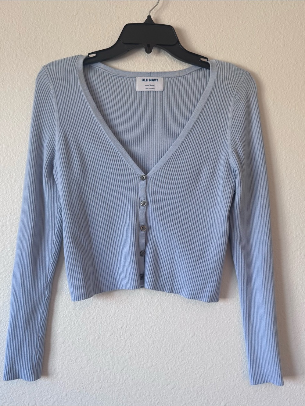 Old Navy Pale Blue Ribbed V-Neck Button-Up Cardigan